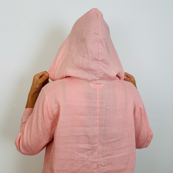 A. Mollin 100% linen tunic dress with hood button down coverup - Picture 5 of 9